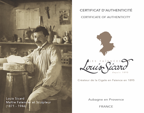 Visuels extérieurs - Certificat d'Authenticité Cigale Louis Sicard
