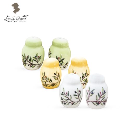 Paire Sel & Poivre Décor Olivier - Faïences Louis Sicard