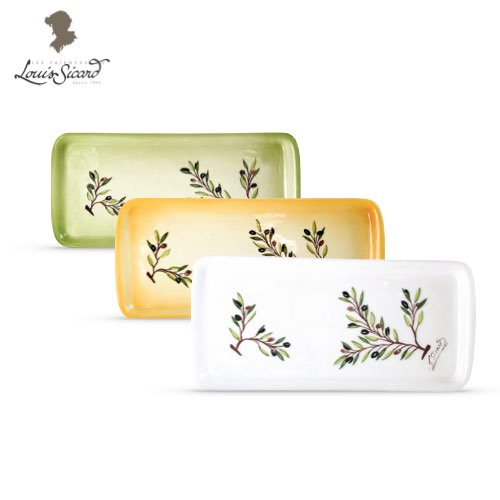 Mini Plateau Rectangulaire de présentation - Décor Olivier - Faïences Louis Sicard