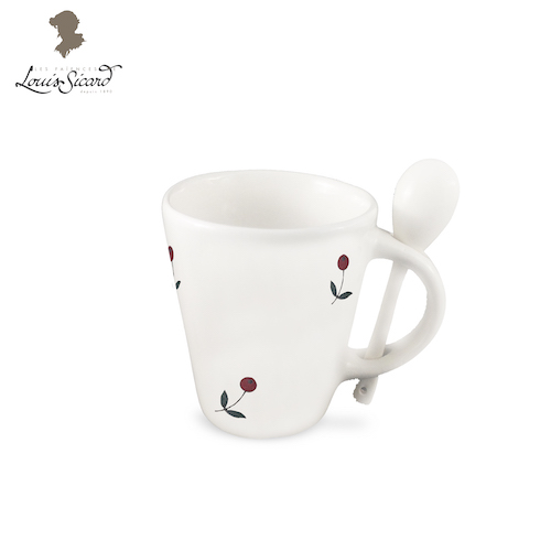 Mug avec Cuillère - - Collection Art de la Table Semis Blanc - Faïences Louis Sicard