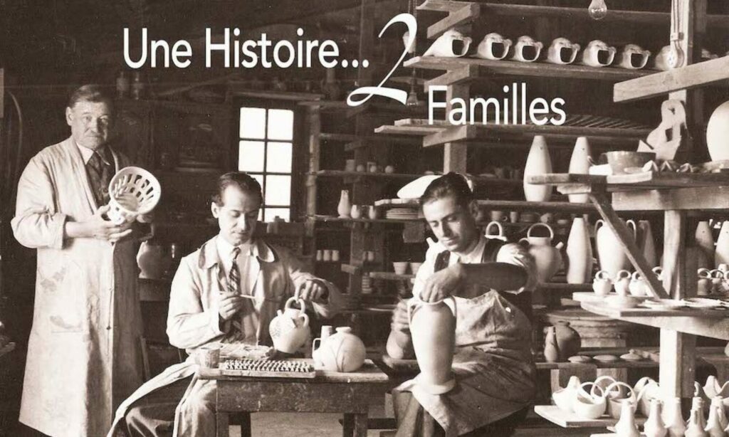 Louis Sicard et ses deux fils Théo et Georges. Dans l'Atelier.