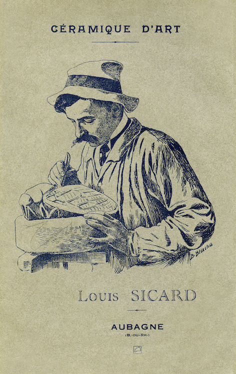 Ancienne Carte de Visite Recto - Un dessin représentant Louis Sicard et sa Cigale