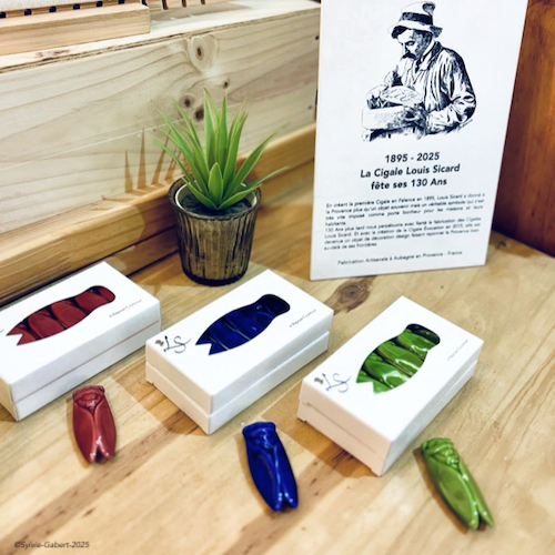Boîtes de Repose-Couteaux Cigale Couleur Unie en Bleu, Vert et Rouge posés sur une table