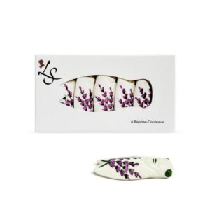 Boîte de 6 Repose-Couteaux Décor Lavande Blanc - Faïences Louis Sicard