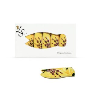 Boîte de 6 Repose-Couteaux Décor Lavande Jaune - Faïences Louis Sicard
