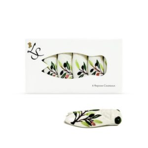 Boîte de 6 Repose-Couteaux Décor Olivier Blanc - Faïences Louis Sicard