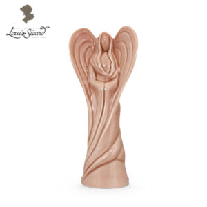 Statuette Ange en Faïence - Couleur Rose Poudré Brillant - Faïences Louis Sicard