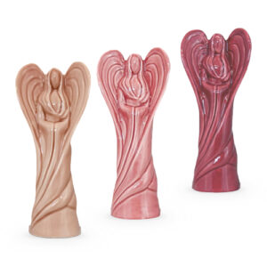 3 Statuettes Ange Rose Poudré, Clair et Foncé - Faïences Louis Sicard