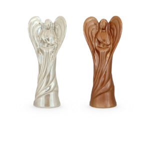 2 Statuettes Ange Platine et Bronze émail effet métal - Faïences Louis Sicard