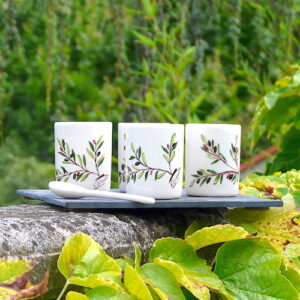 4 Tasses por café expresso - Décor Olivier - Fait Main - Faïences Louis Sicard - Aubagne