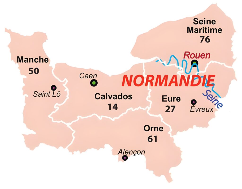 Carte Région Normandie - Revendeurs Faïences Louis Sicard