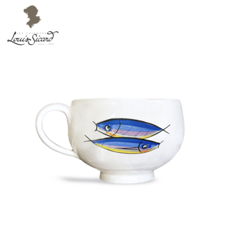 Bol en faïence avec anse - Décor Les Sardines