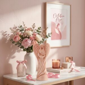 Ange-Rose-Poudre-Octobre-Rose-Faiences-Louis-Sicard Statuette Ange en faïence - Couleur Rose poudré - à gagner - Jeu concours instagram - Louis Sicard